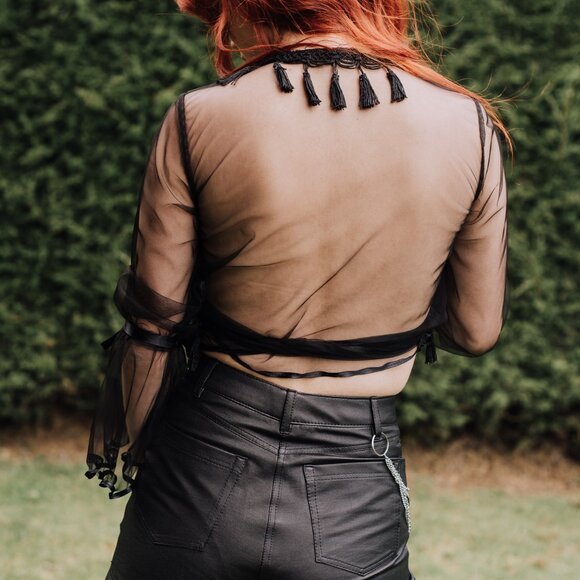 Maison Revolt – Sheer Tulle Wrap-Around Fringe Top (Sample Piece) – Size S - Picture 8 of 11